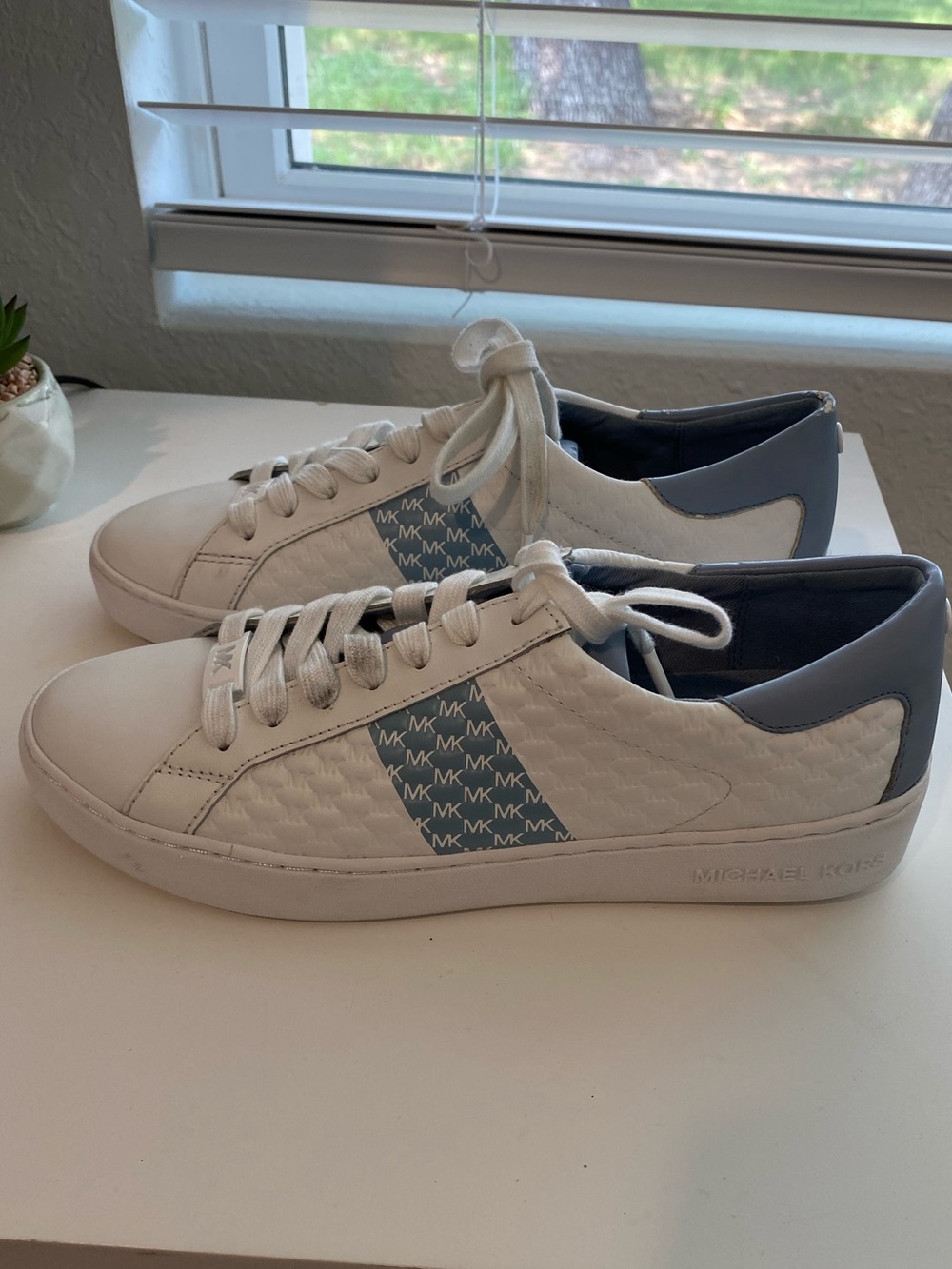 Michael Kors White Sneakers with Blue Accents